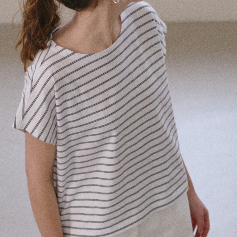 Women's Cotton Chérie Tee - White/Navy