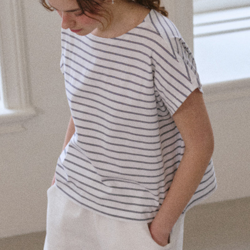 Women's Cotton Chérie Tee - White/Navy