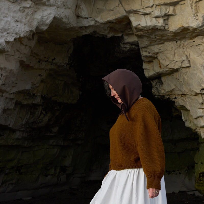 Women's Waxed Cotton/Boiled Wool Reversible Scout Hood - Cinnamon