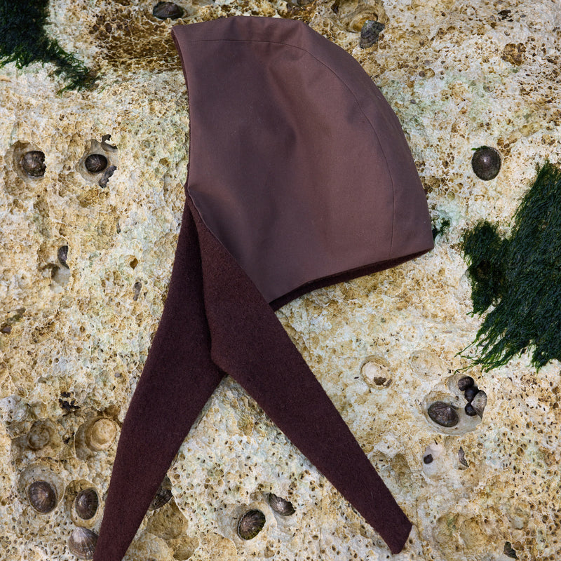 Women's Waxed Cotton/Boiled Wool Reversible Scout Hood - Cinnamon