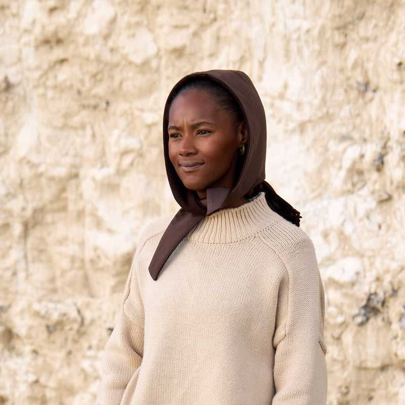 Women's Waxed Cotton/Boiled Wool Reversible Scout Hood - Cinnamon