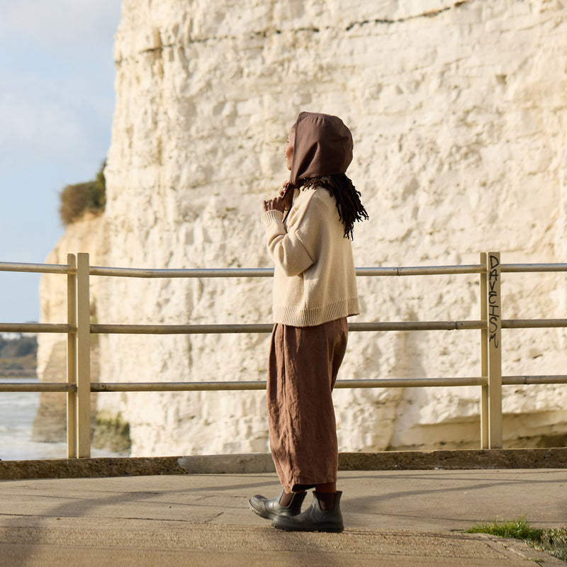 Women's Waxed Cotton/Boiled Wool Reversible Scout Hood - Cinnamon