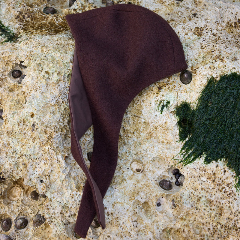 Women's Waxed Cotton/Boiled Wool Reversible Scout Hood - Cinnamon