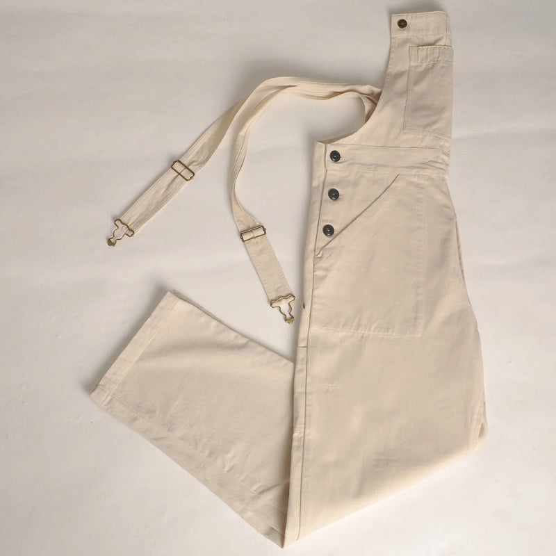 Adults Cotton Twill Dungarees - Natural