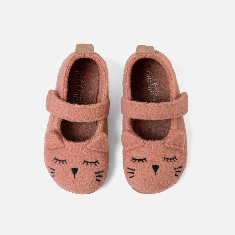 Boiled Wool Ballerina Slipper Shoe - Peach Kitten