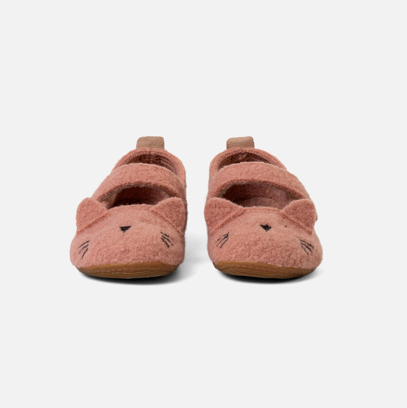 Boiled Wool Ballerina Slipper Shoe - Peach Kitten