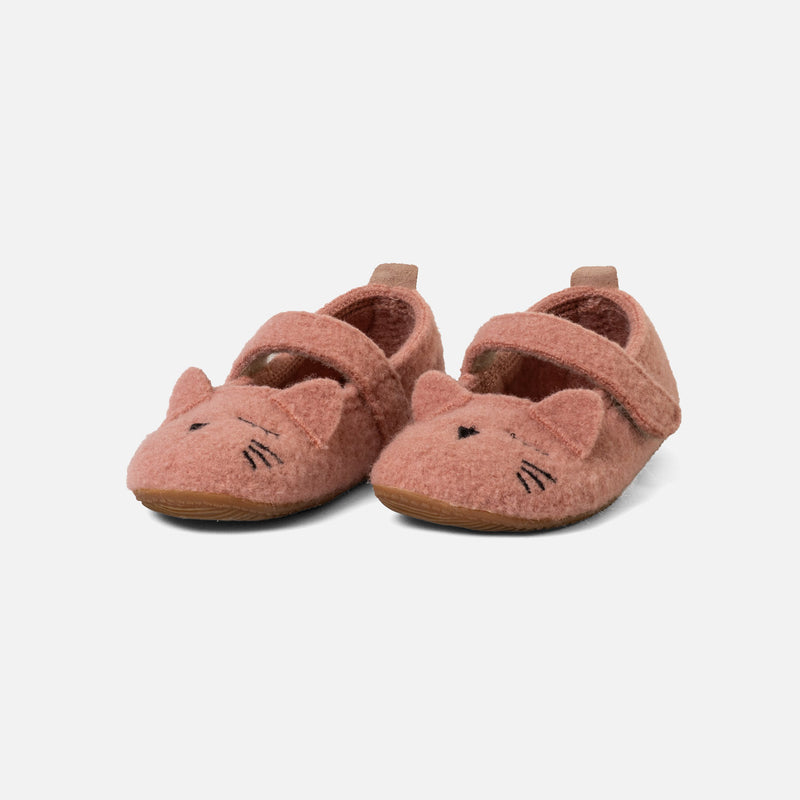 Boiled Wool Ballerina Slipper Shoe - Peach Kitten