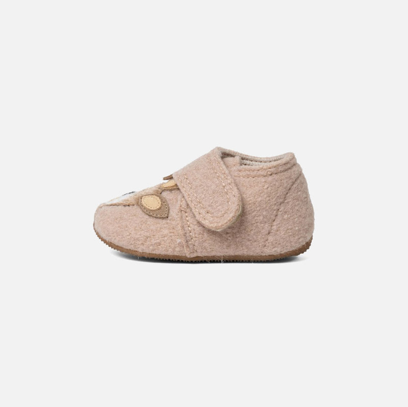 Boiled Wool Bambi Slipper Shoe - Light Angora