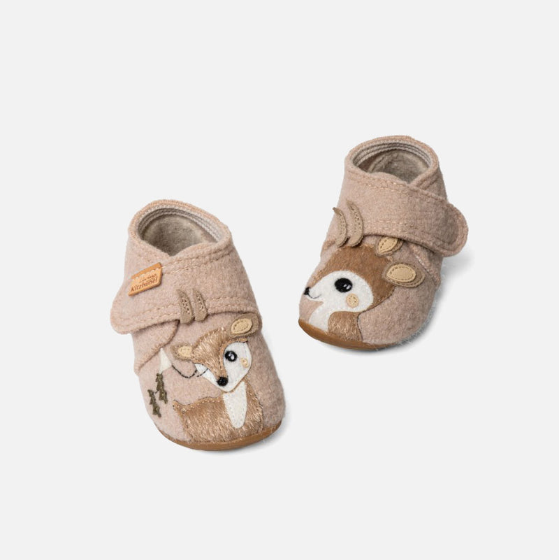 Boiled Wool Bambi Slipper Shoe - Light Angora