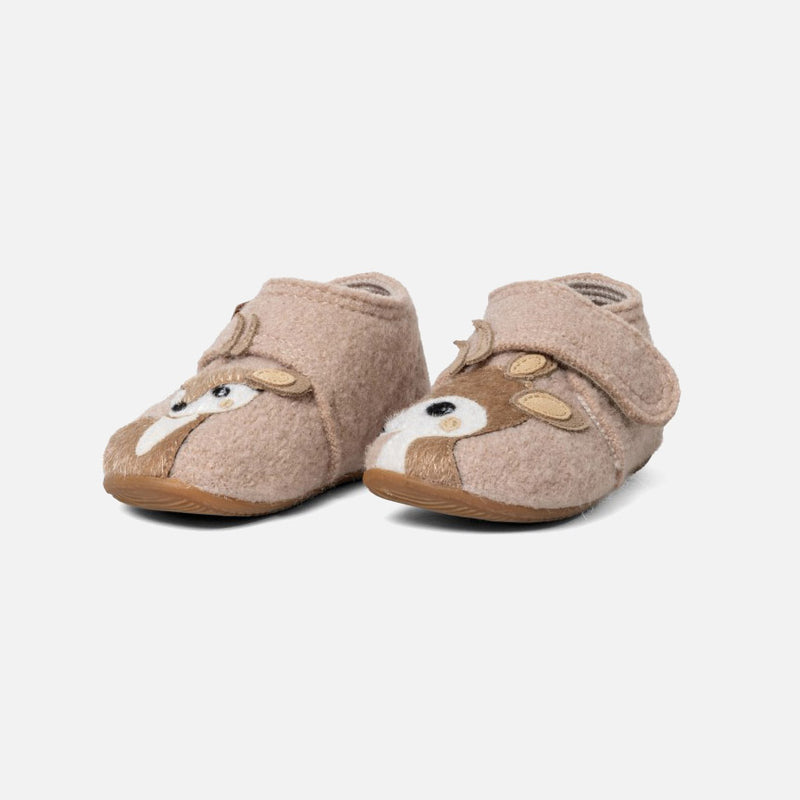 Boiled Wool Bambi Slipper Shoe - Light Angora
