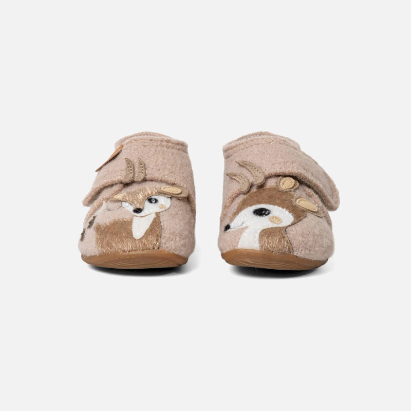 Boiled Wool Bambi Slipper Shoe - Light Angora