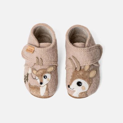 Boiled Wool Bambi Slipper Shoe - Light Angora