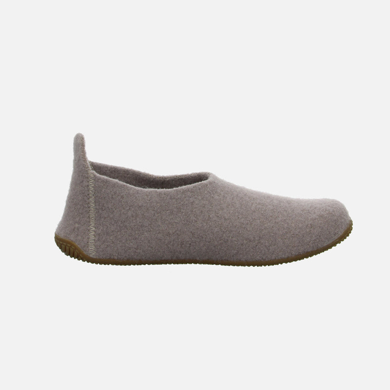 Adult’s Boiled Wool Swiss Cross Slipper Shoe - Clay