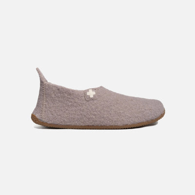 Adults Boiled Wool Swiss Cross Slipper Shoe - Clay