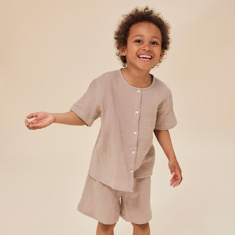 Baby & Kids Cotton Olive Shorts - Cashmere Colour