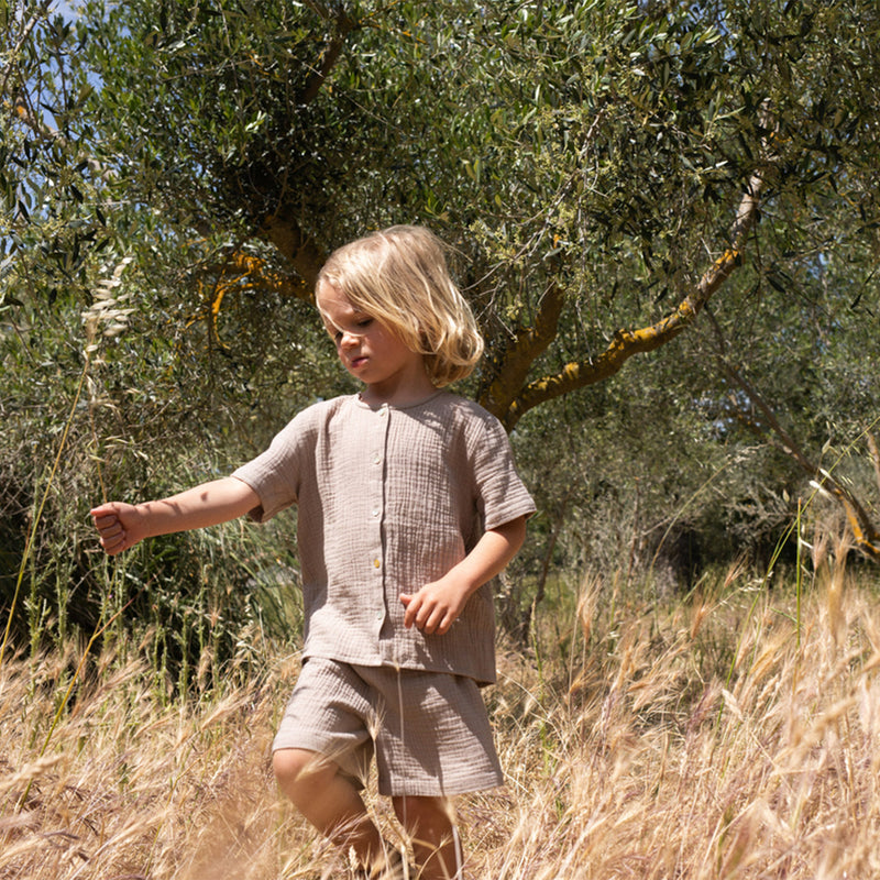 Baby & Kids Cotton Olive Shorts - Cashmere Colour