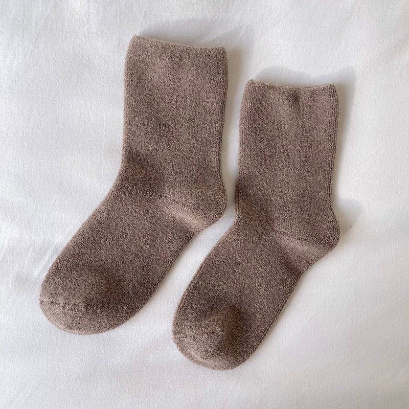 Womens Cotton Terry Cloud Socks - Frappe