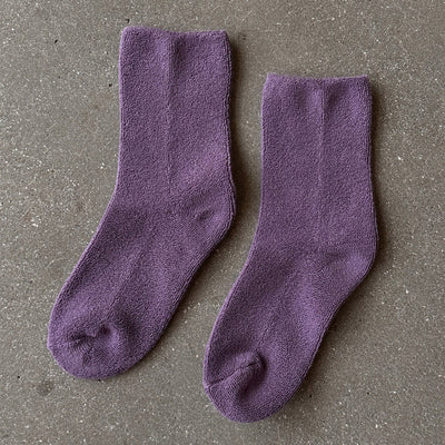 Womens Cotton Terry Cloud Socks - Plum