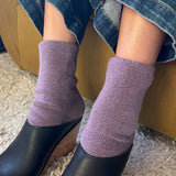Womens Cotton Terry Cloud Socks - Plum