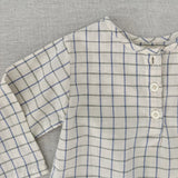Cotton/Linen August Henley LS Shirt - Windowpane Cream