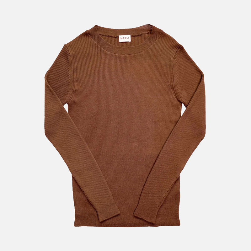 Women's Merino Wool Seilio Skinny Rib Top - Sandalwood