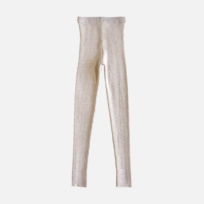 Women's Merino Wool Syfaen Skinny Rib Leggings - Almond