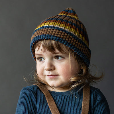 Baby & Kids Merino Wool Coblyn Beanie - Azurite Blue Stripe