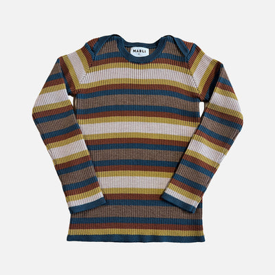 Baby & Kids Merino Wool Sylfaen Skinny Rib Top - Azurite Blue Stripe