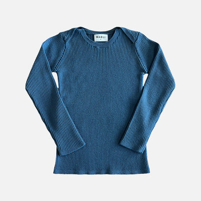 Baby & Kids Merino Wool Sylfaen Skinny Rib Top - Azurite Blue