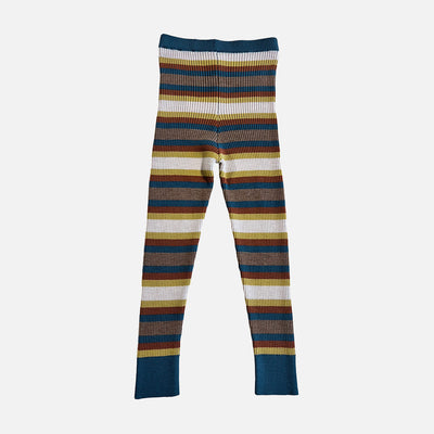 Baby & Kids Merino Wool Sylfaen Skinny Rib Leggings - Azurite Blue Stripe
