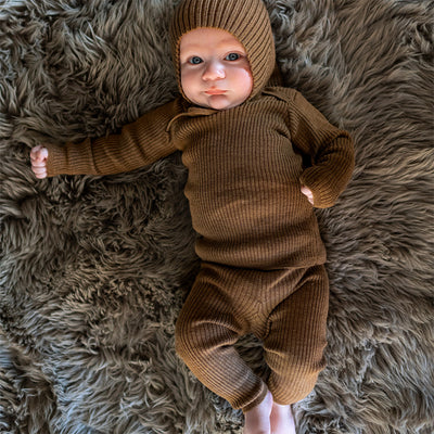 Baby & Kids Merino Wool Sylfaen Skinny Rib Leggings - Pecan