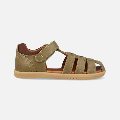Kids Leather Roam Sandals - Olive/Toffee