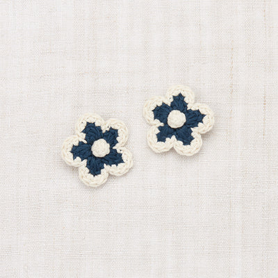 Hand Crochet Pima Cotton Medium Flower Clip Set - Moonlight