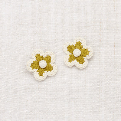 Hand Crochet Pima Cotton Medium Flower Clip Set - Pistachio