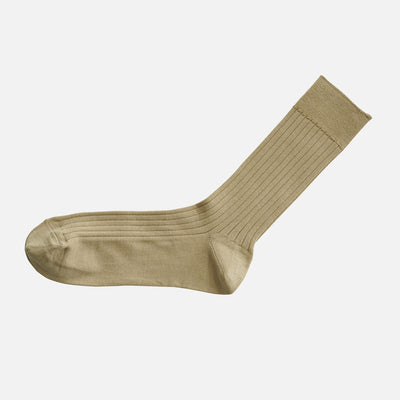 Adults Silk/Cotton Ribbed Socks - Beige