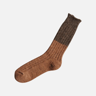Adults Wool/Cotton Slab Socks - Brown