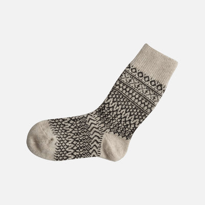 Adults Wool Jacquard Socks - Oatmeal