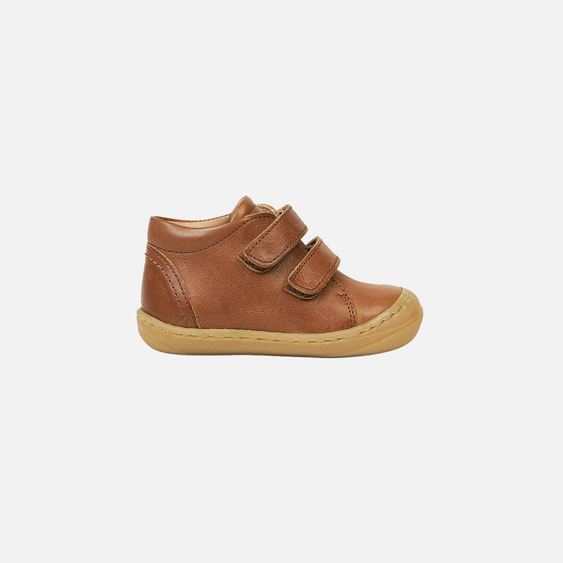 Toddler Leather Velcro Shoes - Cognac