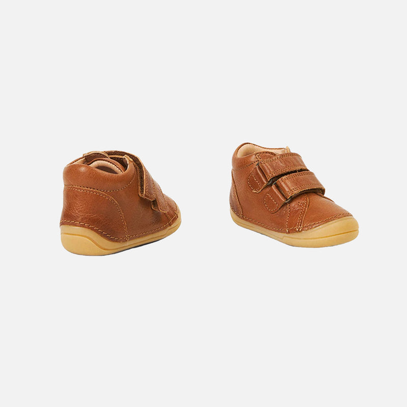 Toddler Leather Velcro Shoes - Cognac