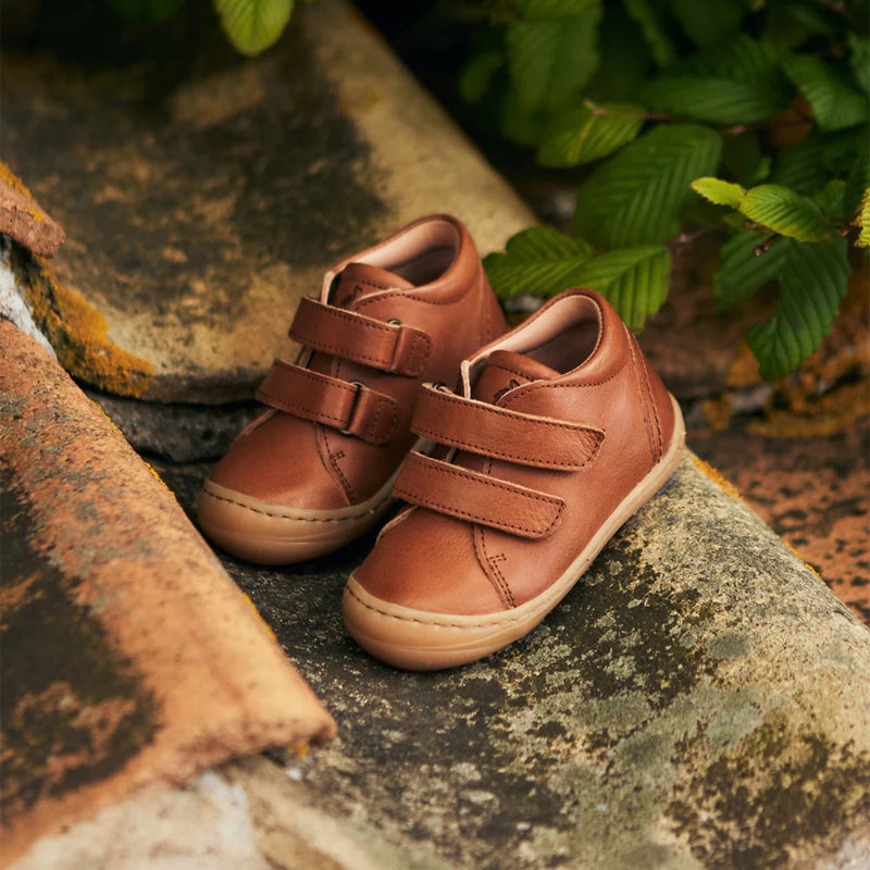 Toddler Leather Velcro Shoes - Cognac