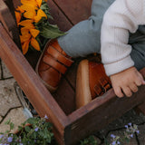 Toddler Leather Velcro Shoes - Cognac