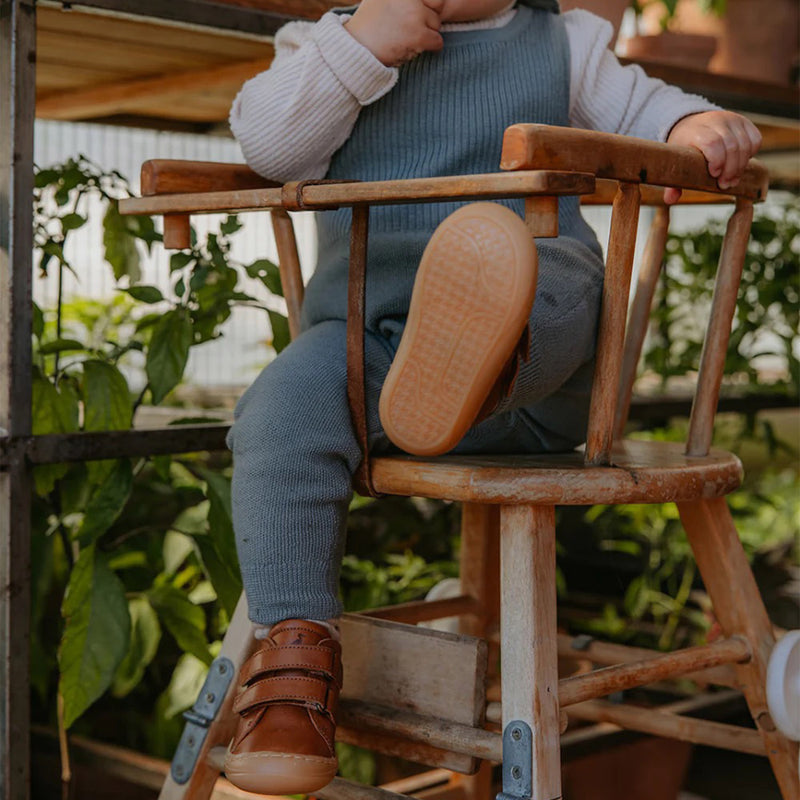 Toddler Leather Velcro Shoes - Cognac