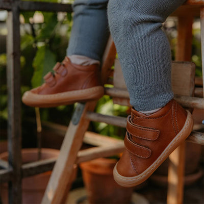 Toddler Leather Velcro Shoes - Cognac