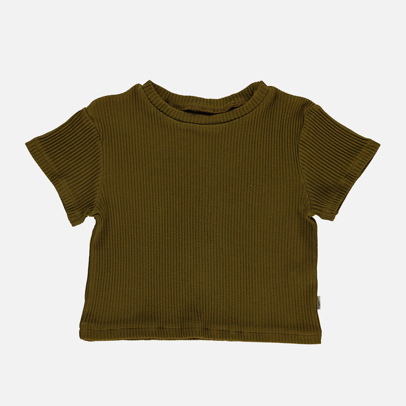 Womens Cotton Ribbed Orgeat Tee - Fir Green