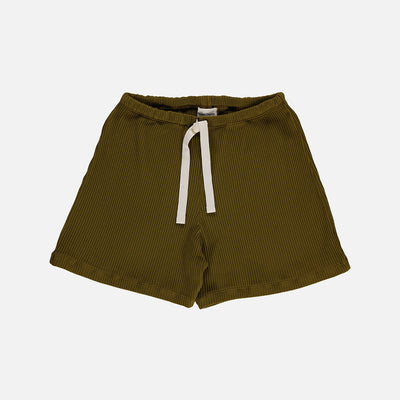 Womens Cotton Ribbed Hortensia Shorts - Fir Green