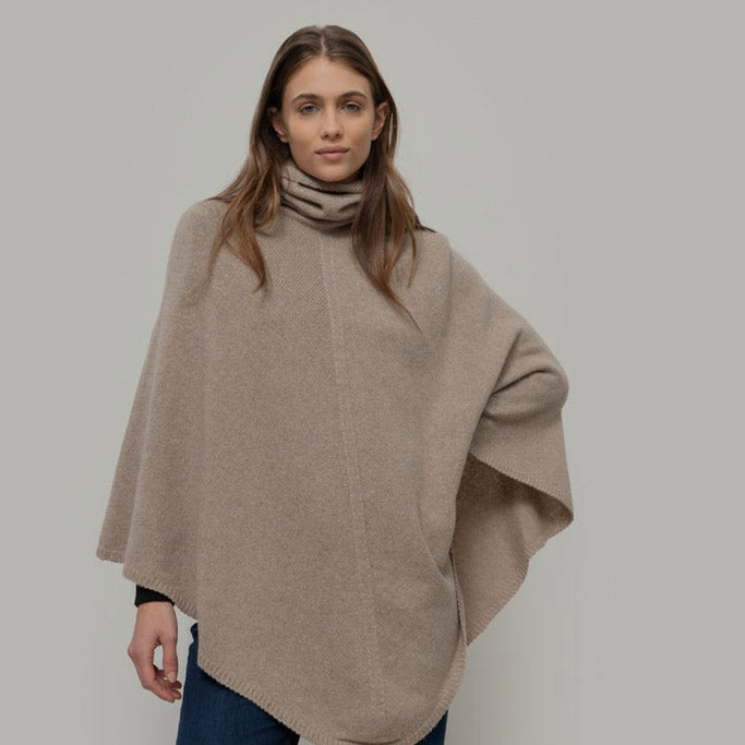 Women's Recycled Cashmere Elisabetta Poncho - Beige Sabia