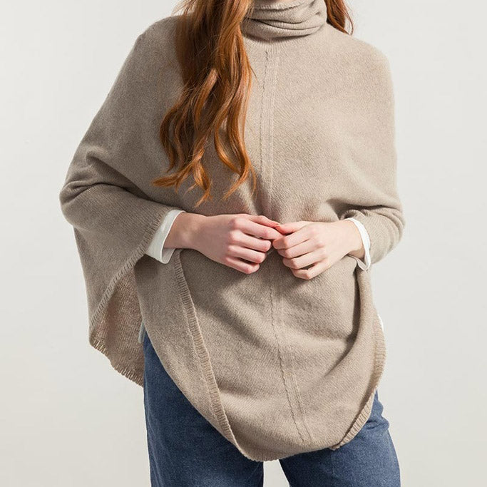 Women's Recycled Cashmere Elisabetta Poncho - Beige Sabia