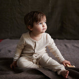 Stork Baby Pyjamas - Cotton Pointelle - Shell