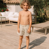 Cotton Chico Swim Shorts - Green Stripes