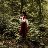 Medieval Headdress with Veil - Red